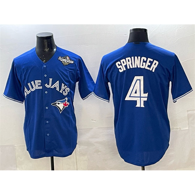 Toronto Blue Jays #4 George Springer Navy 2025 World Series Home Cool Base Stitched Baseball Jersey