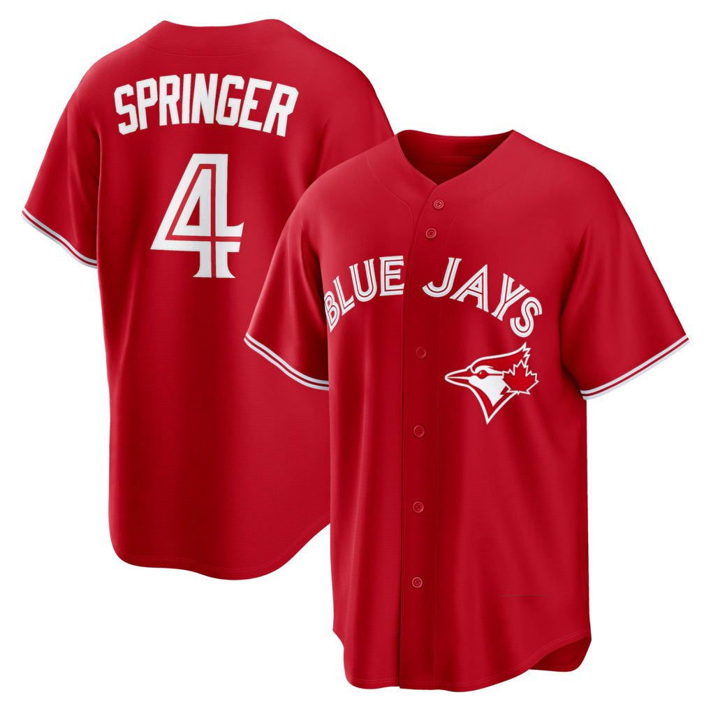 Toronto Blue Jays #4 George Springer Red Canada Day Replica Baseball Jersey