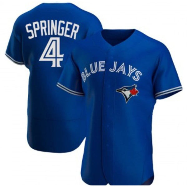 Toronto Blue Jays #4 George Springer Royal Flex Base Stitched Baseball Jersey