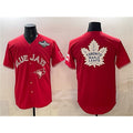 Toronto Blue Jays & Leafs Red 2025 World Series With White Leafs Logo Cool Base Stitched Baseball Jersey