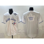 Toronto Blue Jays & Leafs White 2025 World Series With White Leafs Logo Cool Base Stitched Baseball Jersey
