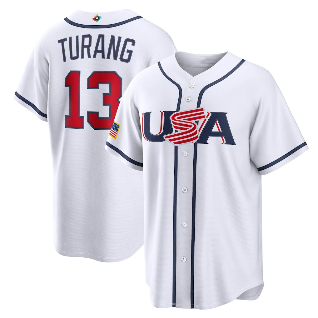 USA Baseball #13 Brice Turang 2026 World Baseball Classic Home Stadium Baseball Jersey - White