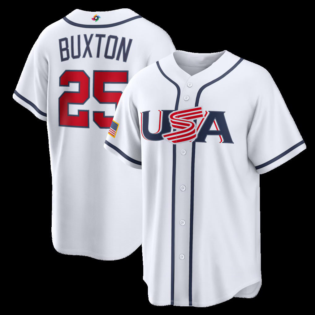 USA Baseball #25 Byron Buxton 2026 World Baseball Classic Home Stadium Baseball Jersey - White