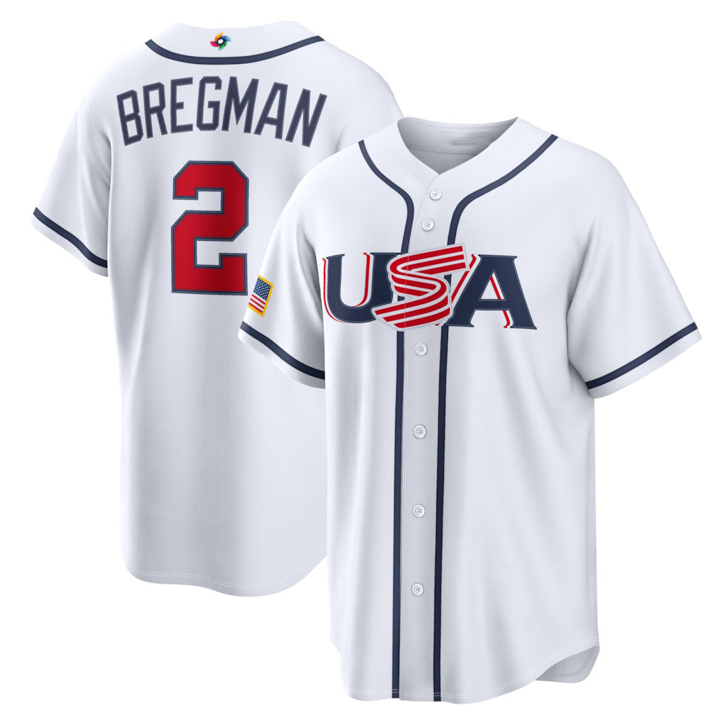 USA Baseball #2 Alex Bregman 2026 World Baseball Classic Home Stadium Baseball Jersey - White