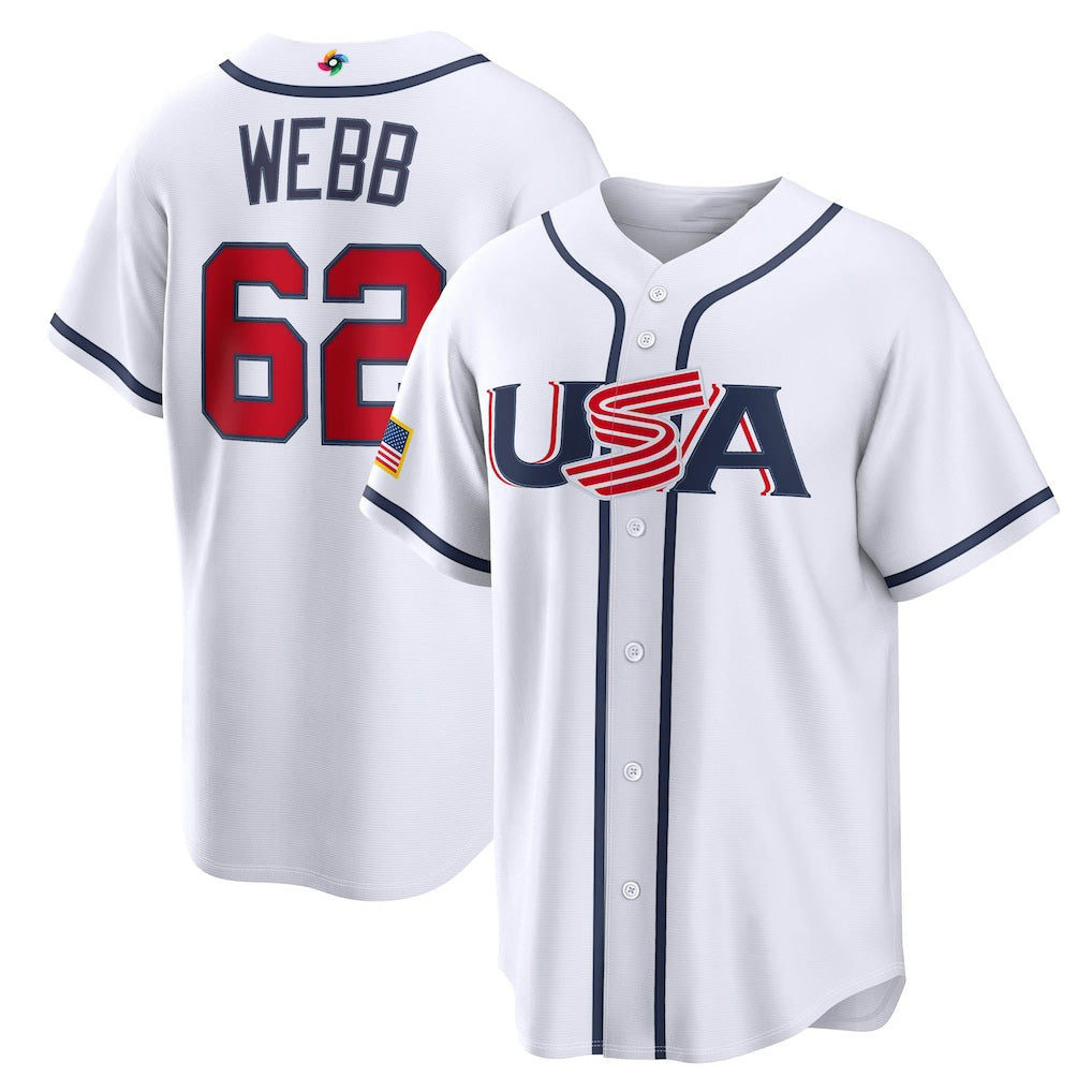 USA Baseball #62 Logan Webb 2026 World Baseball Classic Home Stadium Baseball Jersey - White
