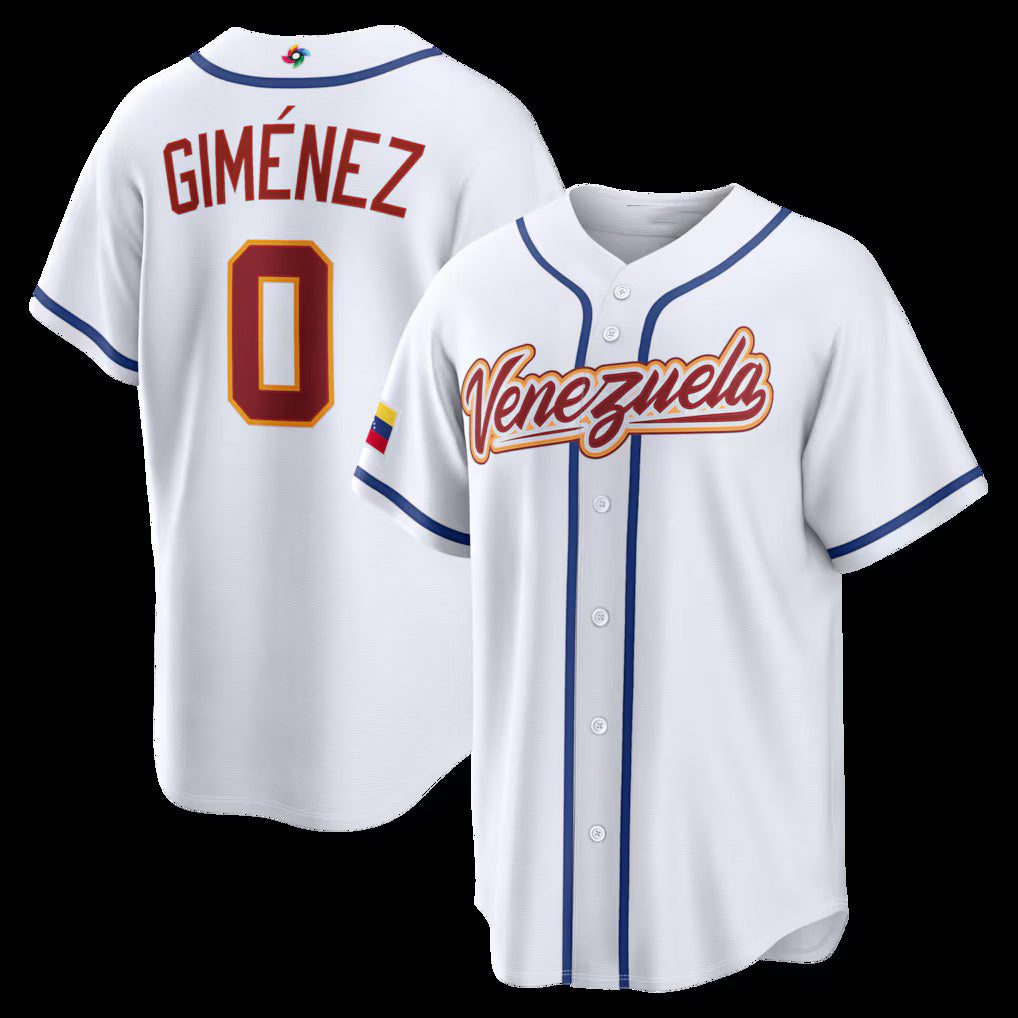 Venezuela Baseball #0 Andr¨¦s Gim¨¦nez 2026 World Baseball Classic Home Stadium Baseball Jersey - White
