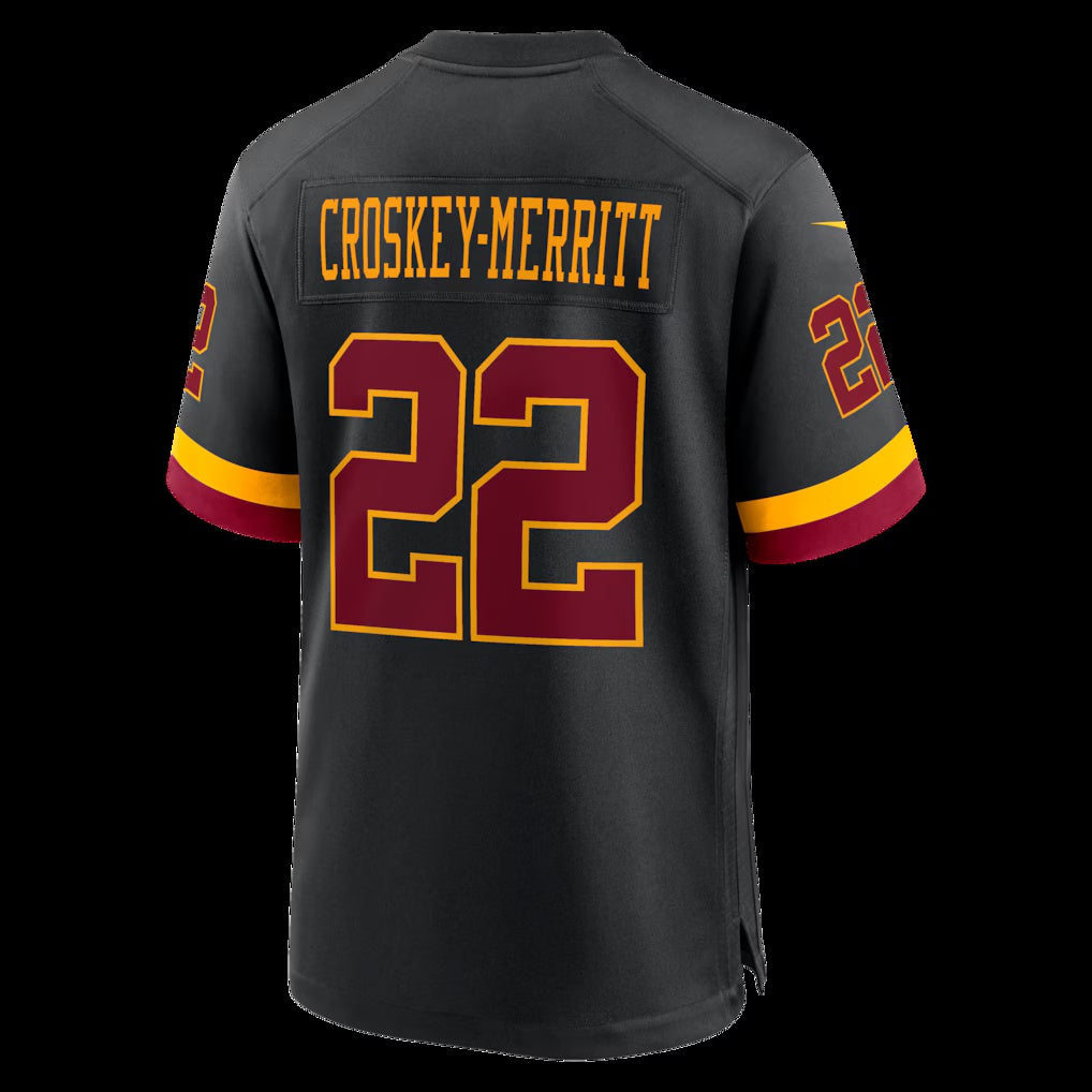 W.Commanders #22 Jacory Croskey-Merritt Black Hail Raiser Alternate Game Stitched Football American Jersey