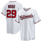 Washington Nationals #29 James Wood White Home Replica Baseball Jersey
