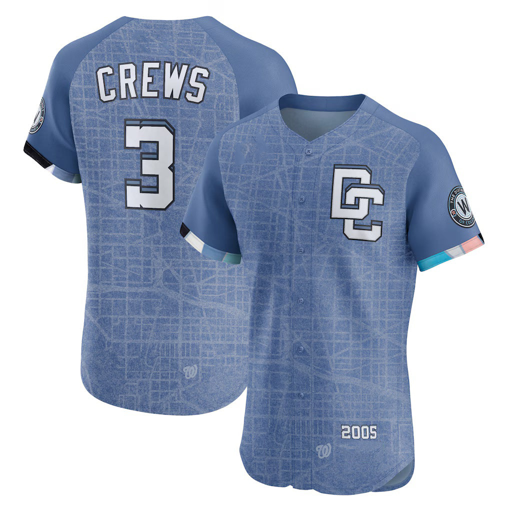 Washington Nationals #3 Dylan Crews Blue 2025 City Connect Elite Player Baseball Jersey