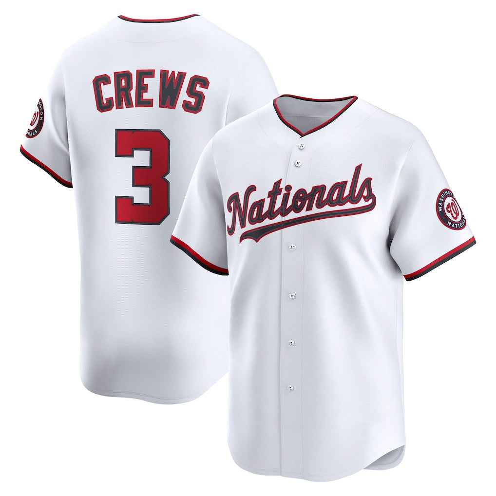 Washington Nationals #3 Dylan Crews White Home Limited Player Baseball Jersey